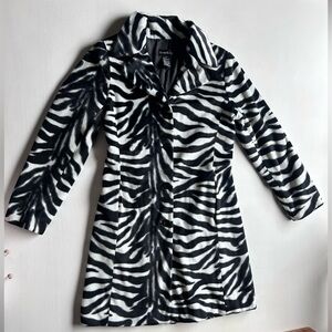 Vintage Bebe Y2K Zebra Print Coat Faux Fur Mob Wife Size  XS